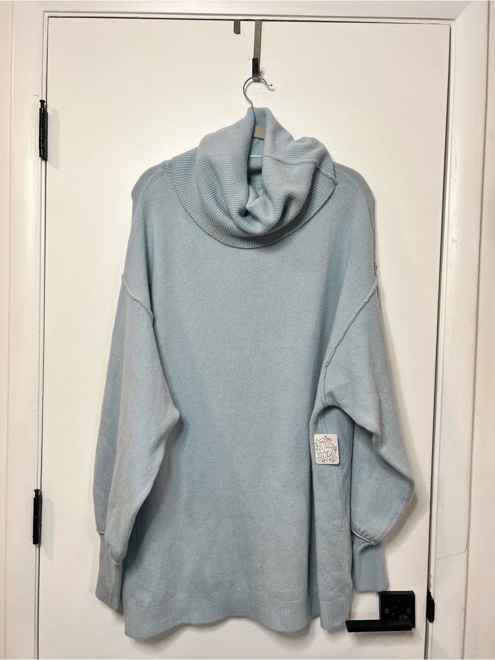 Free People Size L Sweater Womens Softly Structured Tunic Cowl Neck Cashmere NWT